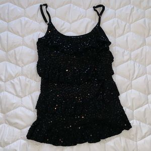 INC Tiered Sequin Ruffle Tank